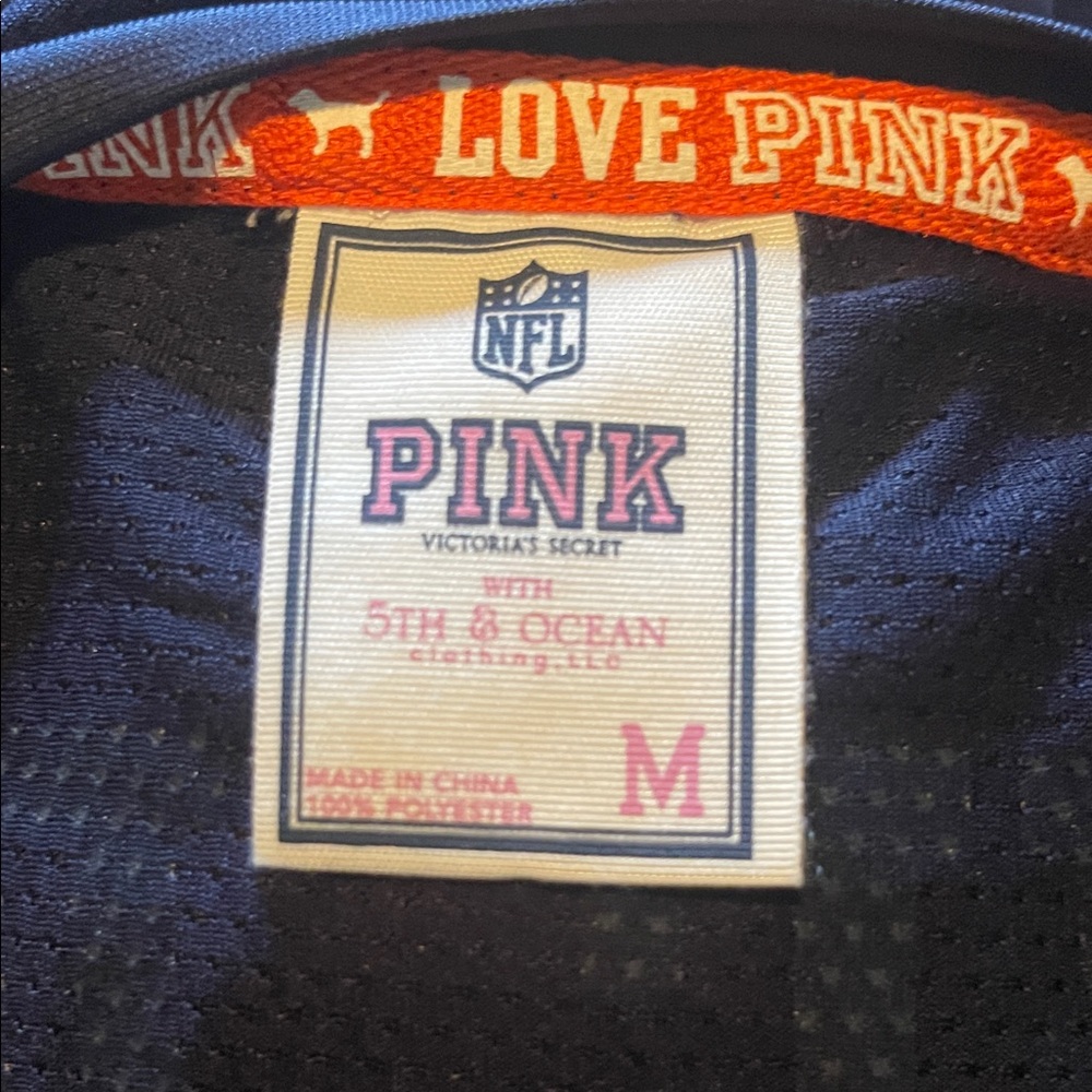 PINK Victoria's Secret Navy and Orange Bling Tee - Picture 4 of 5